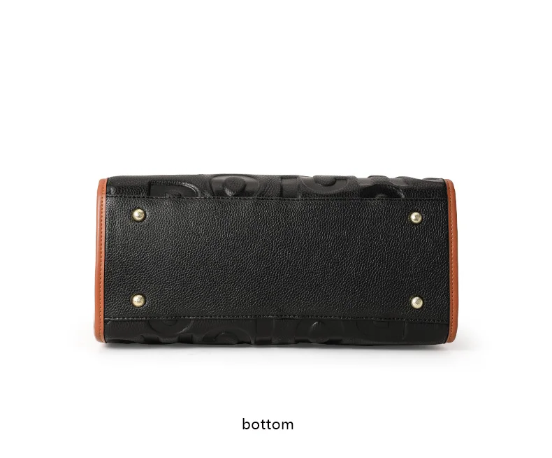 Große Kapazität Multi-Taschen Rindsleder Damen Tragetasche Buchstaben-Prägung Farbblock Handtasche Tragbare Schulter-Pendlertasche – Detail 10