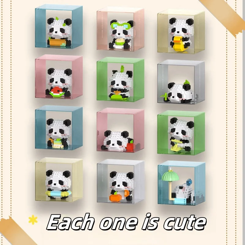 12pcs Cartoon panda children puzzle building blocks toy small gift birthday Valentine gift toy  jigsaw puzzle