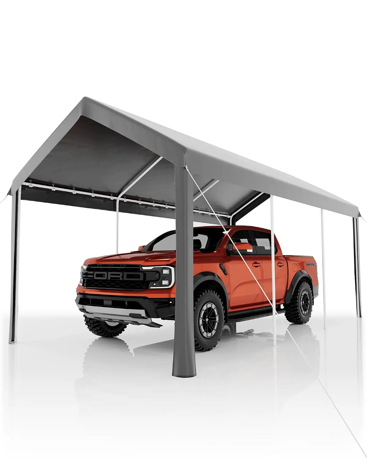 10x20 ft Carport Canopy Galvanized Steel Frame Portable Shelter UV Water-Resistant PE Cover SUVs Trucks Boats, Customized