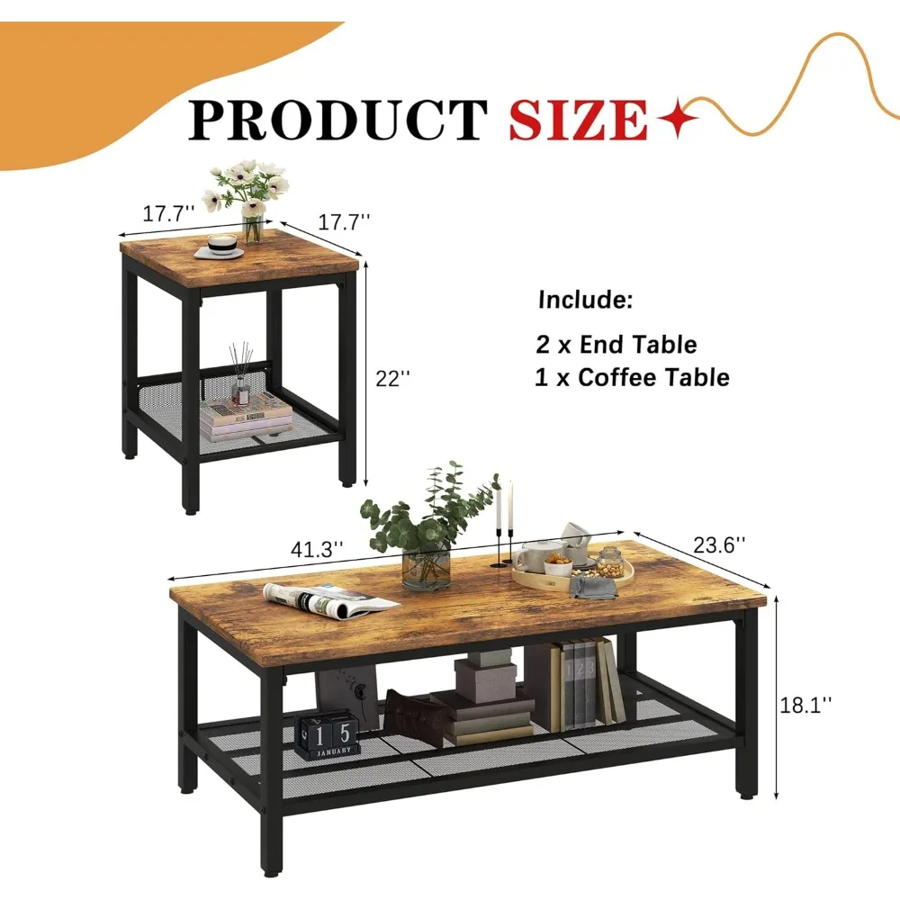 Industrial Coffee Table Set 3