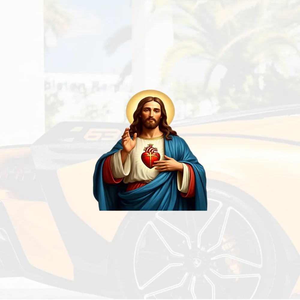 Divine Heart and Halo Religious Car Stickers Christ Decoration with Sacred for Cars Laptops Water Bottles Notebooks