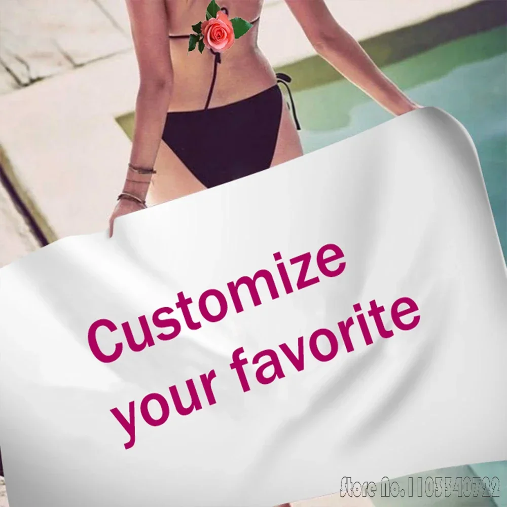 Custom Link Patterns Bath Towels Size 50x100cm 70x140cm 75x150cm Microfiber Beach Swimming Towel Decor for Adults Kids Gift