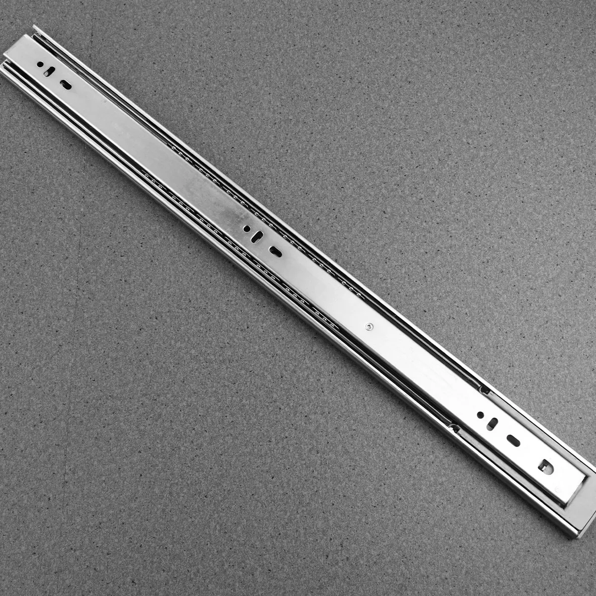 2Pcs Double Spring Drawer Slides High Grade Steel Telescopic Sliding Rails 18 Inches 3 Sections Mute Ball Bearing Track Cabinet
