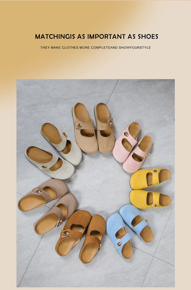 Damen-Retro-Slipper, Damen-Einabsatz-Sandalen, geknöpfte Loafer im koreanischen Stil, Mule-Schuhe, modische Outdoor-Slipper – Detail 7