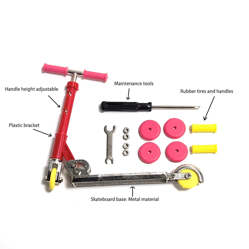 Mini Alloy Finger Skateboard Toys Creative Scooter Fingertip Fingerboards With Tools Skate Board Toys Alloy+Plastic for Kids Boy