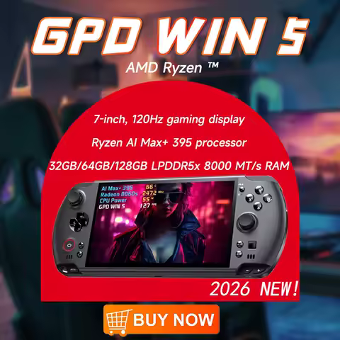 GPD WIN 5 Mini Gaming PC AMD Ryzen AI Max 395 Processor 7-inch 120Hz 32GB/64GB/128GB LPDDR5x Memory 8000MTs Removable Battery