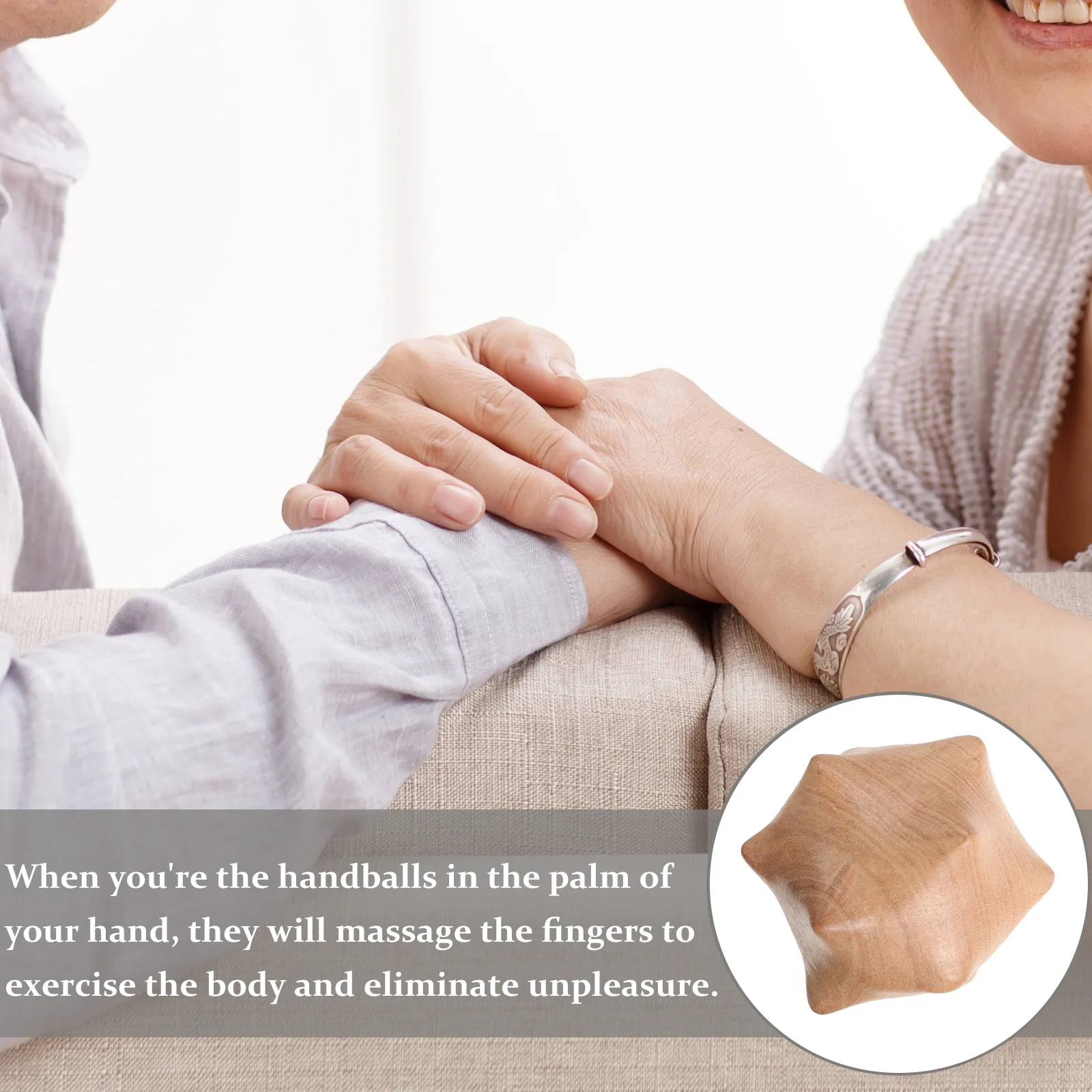 

Portable Hand Exercise Ball Pair Smooth Wood Massage Roller for Palm Relaxation Daily Use Home Decoration