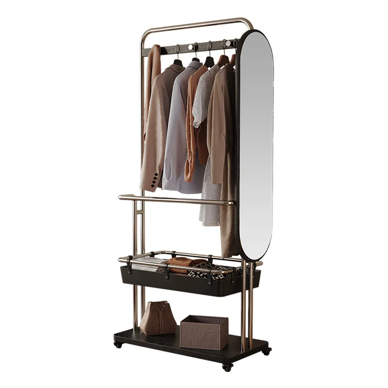 

Coat rack with dressing mirror integrated bedroom floor-standing clothes rack