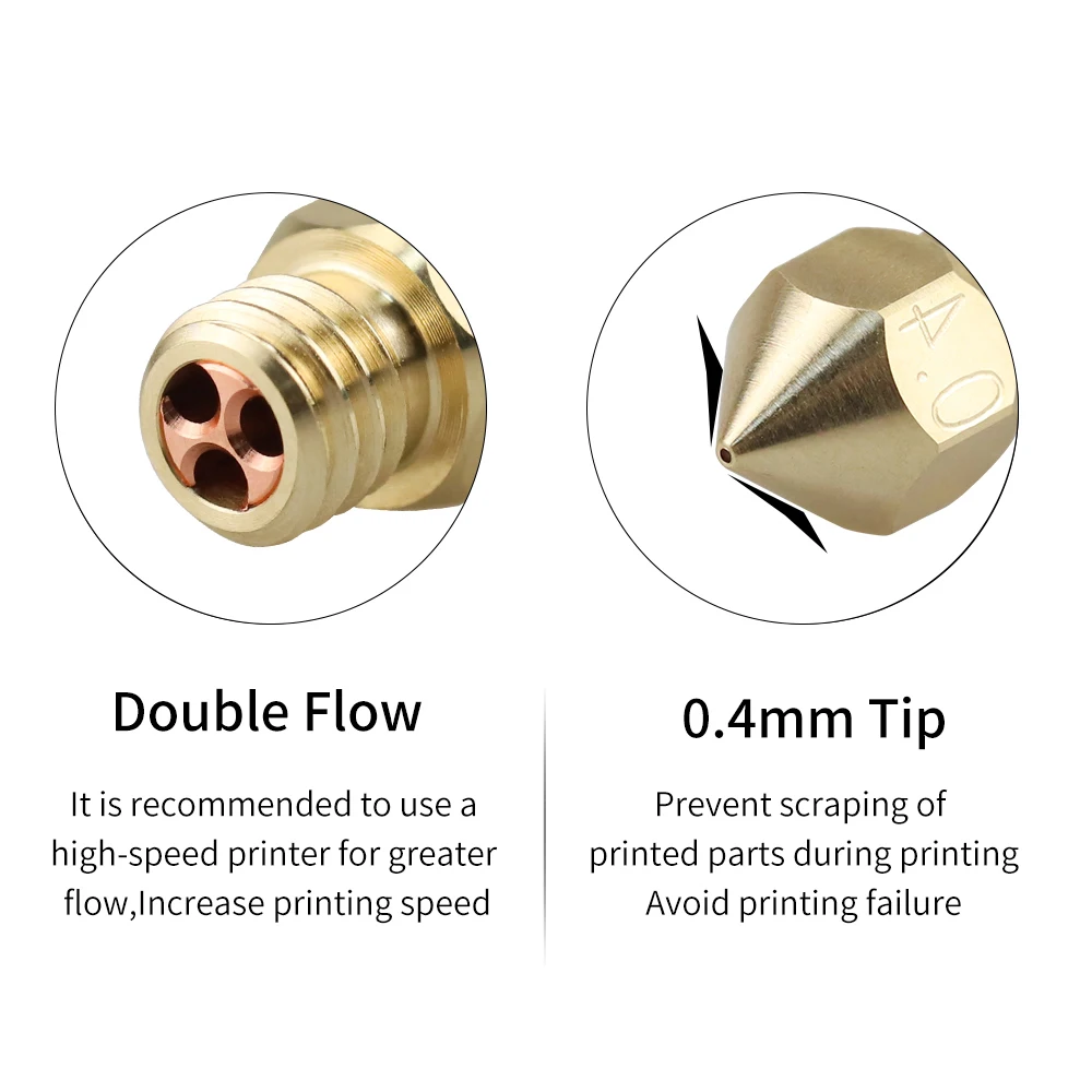 New Clone CHT Nozzle MK8 0.4mm Brass Nozzles High Flow Three-eyes Print Head For Ender 3 1.75mm 3D Printer Accessories