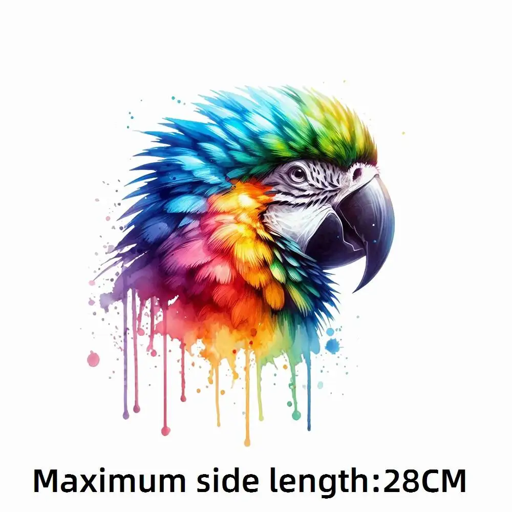 28cm Fine Rainbow Birds Eagle Parrot Owl  Iron-On Transfers Stickers For T-Shirts DIY Washable Heat Transfer Clothes Sticker