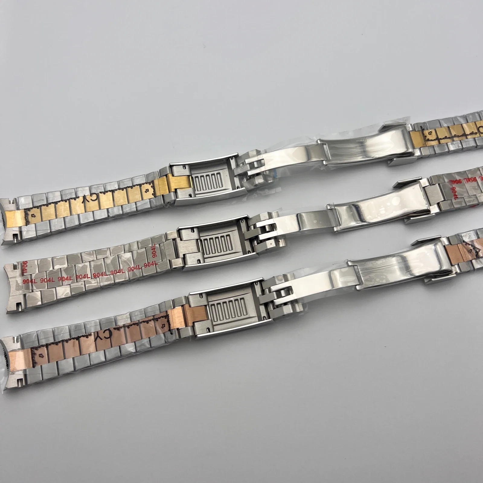 20mm Presidential Watch Strap Bracelet 316L Stainless Steel Watch Parts Sliding Adjustable Watch Buckle for SUB GMT Yacht Case