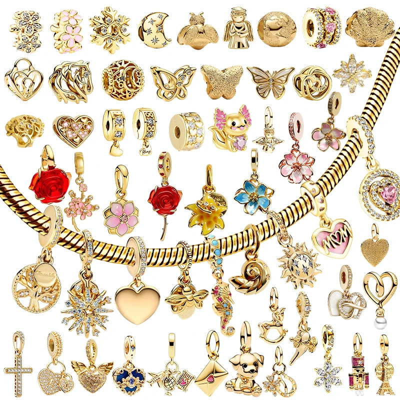 New Original Charm Beads,Love Letter Envelope Dangle Charm& Tangled Sundrop Flower Charm,Fit Pendant Bracelet Women Jewelry Gift