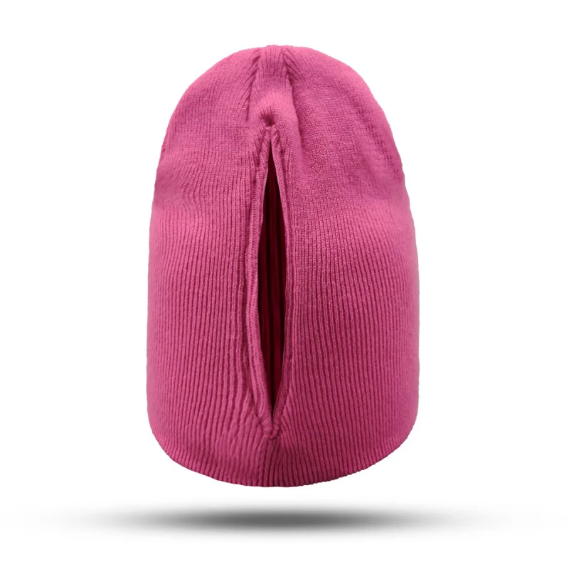 

Auto Magnetic Ponytail Beanie Hands-Free Winter Hat for Women Easy Wear Sport Knitted Cap Fashion Hair Accessory