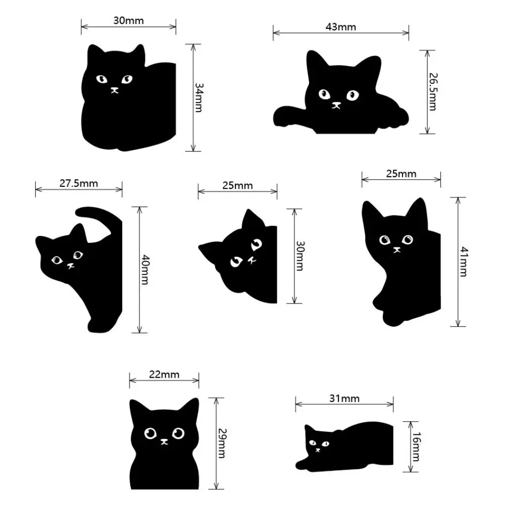 6PCS New PVC Black Cat Bookmark Magnetic Stationery Book Clip Black Magnetic Bookmarks Students Teachers