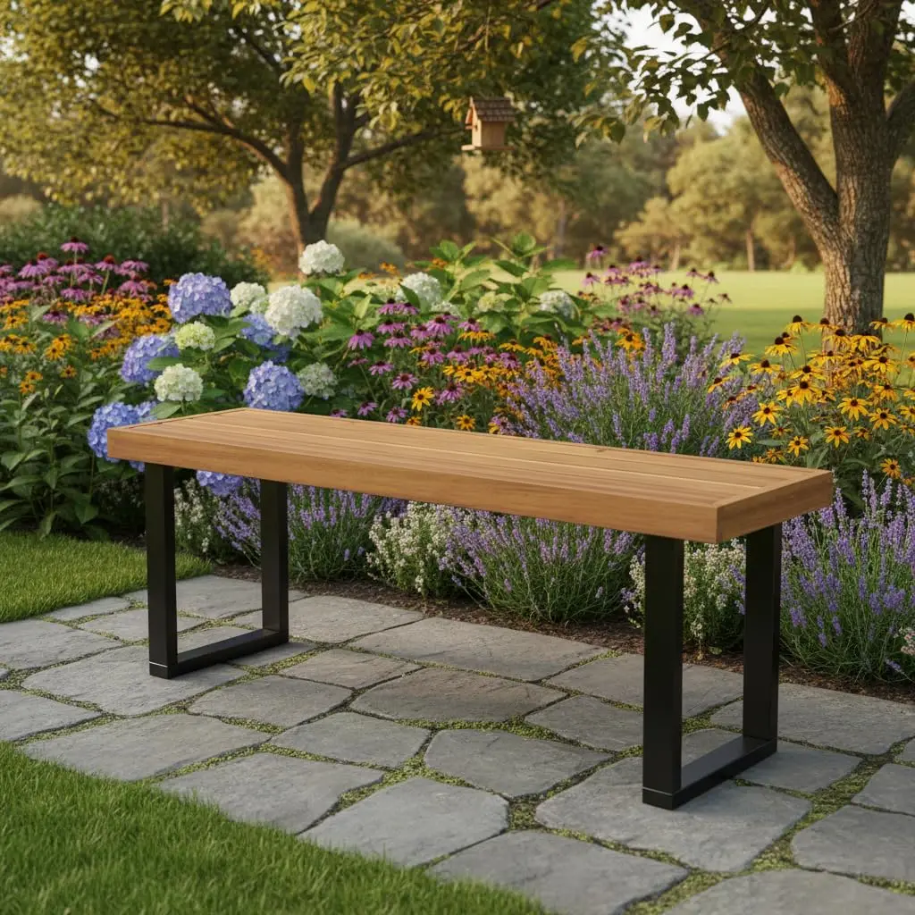 Acacia Wood Outdoor Bench, 48