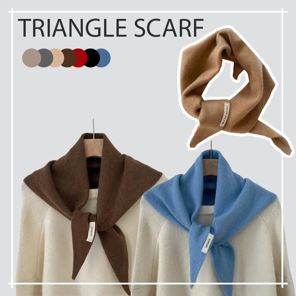 الكورية مثلث وشاح المتخصصة الصوف الثلاثي وشاح المرأة الحجاب وشاح محبوك متعددة الوظائف الدافئة وشاح محبوك #4