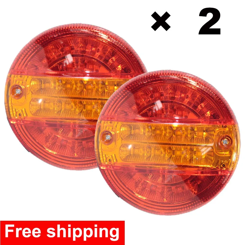 2x 12v Rear Led Lights Lamp Stop Tail Indicator 3 Function Tractor Lorry Trailer