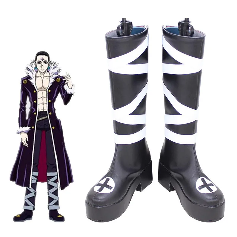 

Halloween Chrollo Lucilfer Cosplay Shoes HUNTER×HUNTER Phantom Troupe Leader High Boots Anime Unisex Artificial Leather Boots