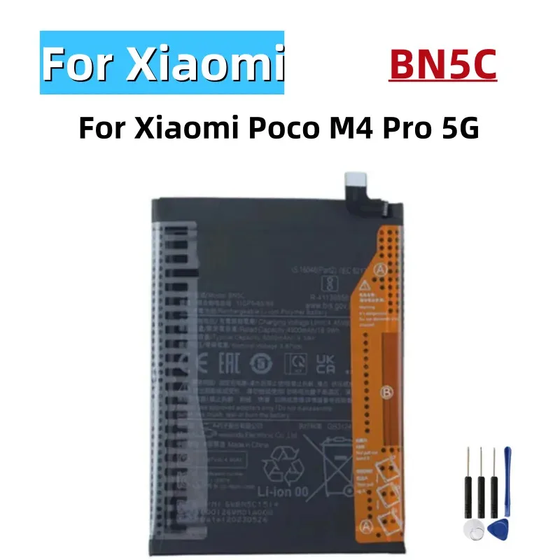 

Battery BN5C For Xiaomi Poco M4 Pro 5G 5000mAh High Qulity Phone Battery Bateria + Tools