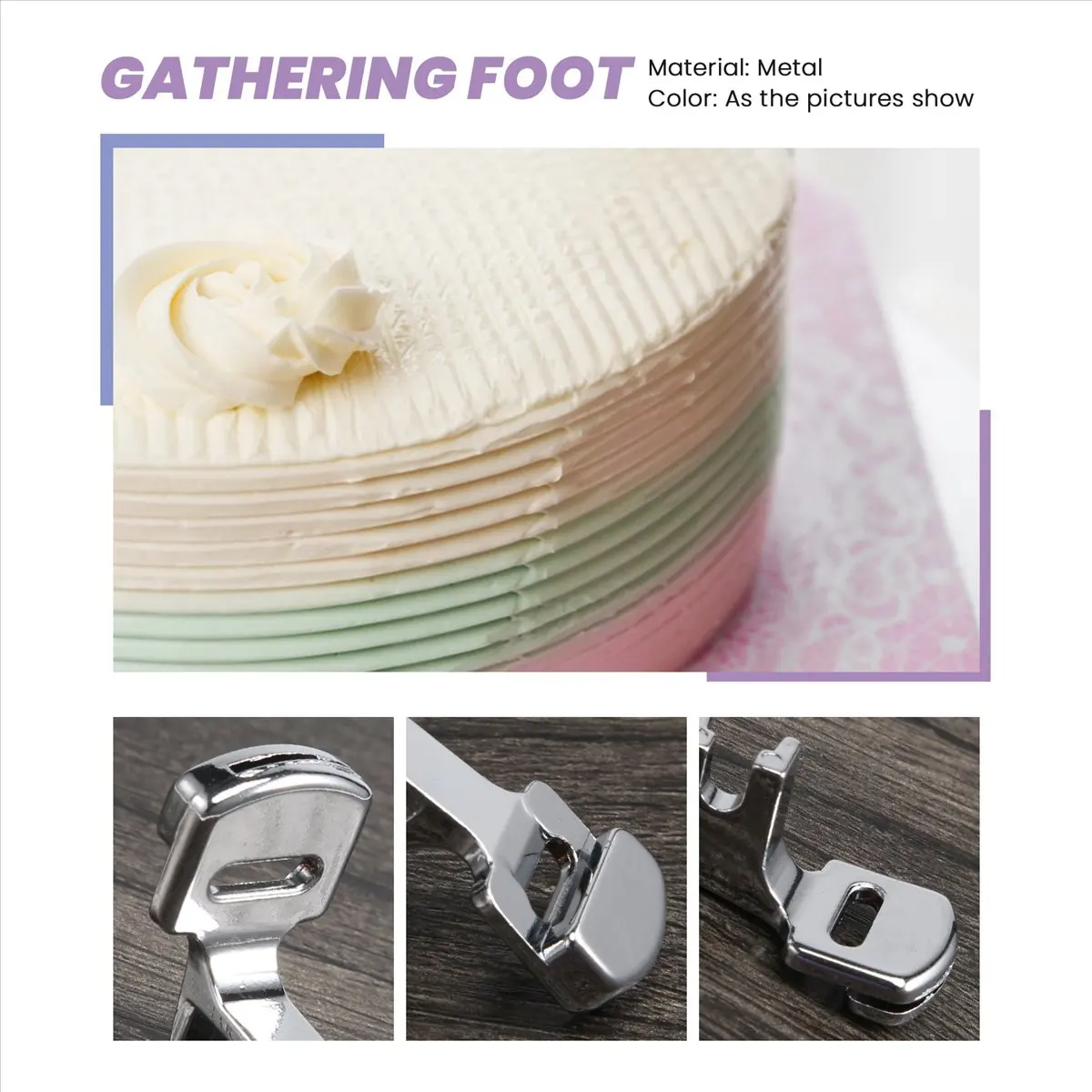 AT16 1pc Gathering Presser Foot For Singer Sewing Machines