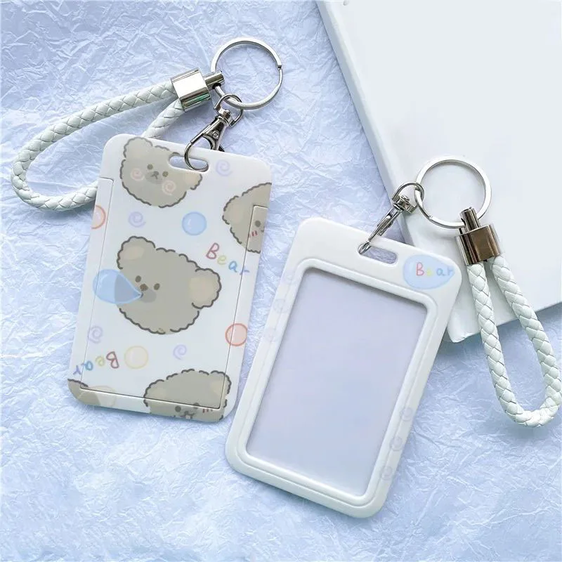 Women Cute Cartoon Card Cover Plastic Waterproof ID Bus Name Business Credit Card Protective Cover Working Bank Card Badge Case