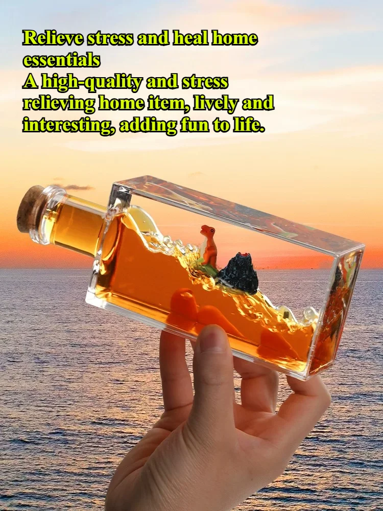 Drifting Bottle Fluid Hourglass Titanic Cruise Floating Ship Office Desktop Decoration Stress Relief Home Decoration Gift