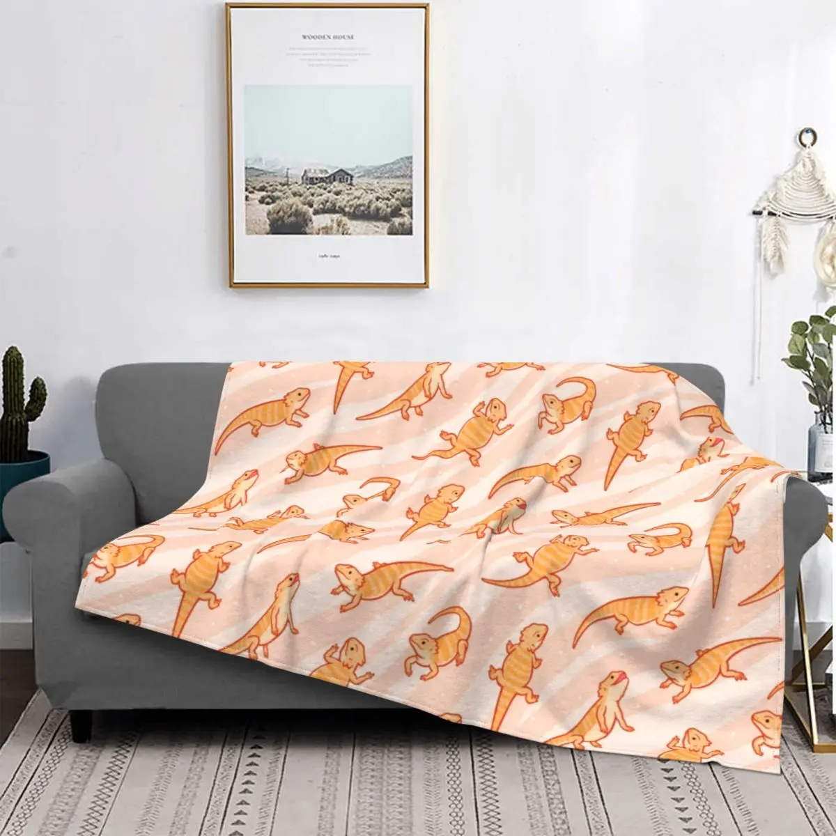 

Bearded Dragons Blanket Velvet Textile Decor Animal Portable Super Warm Throw Blankets for Sofa Car Plush Thin Quilt