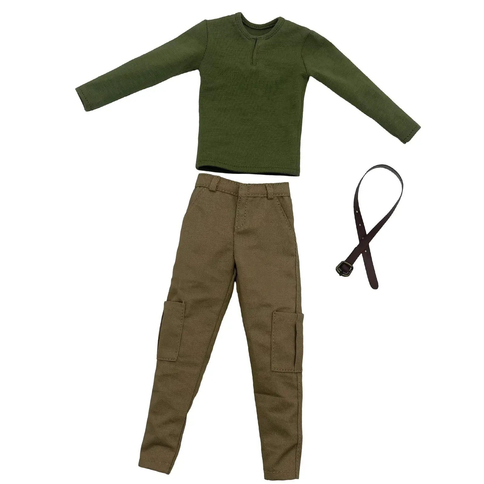 1:6 캐주얼 루즈 탑과 바지 세트 스타일리시 패션 레트로 벨트 풀오버 셔츠