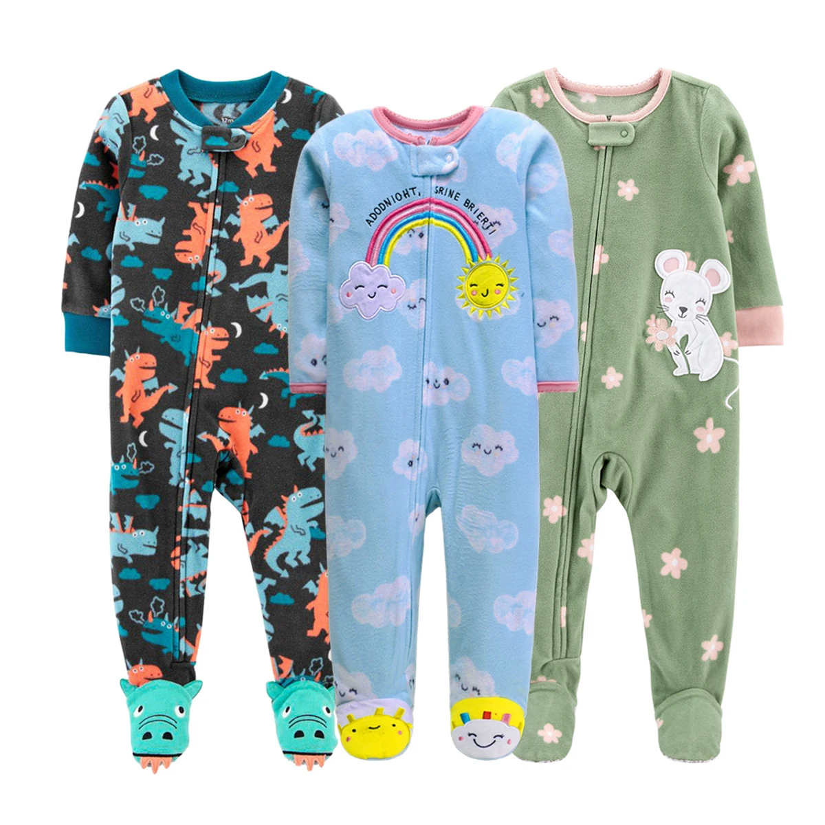 

Baby Girls Boys Fleece Footed Jumpsuit Newborn Romper Pajamas Winter Warm Clothes