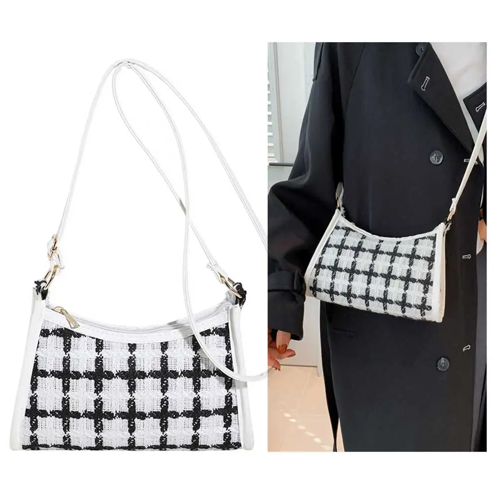 

Женская сумка через плечо с клетчатым узором, сумка на плечо под мышками, повседневная большая сумка