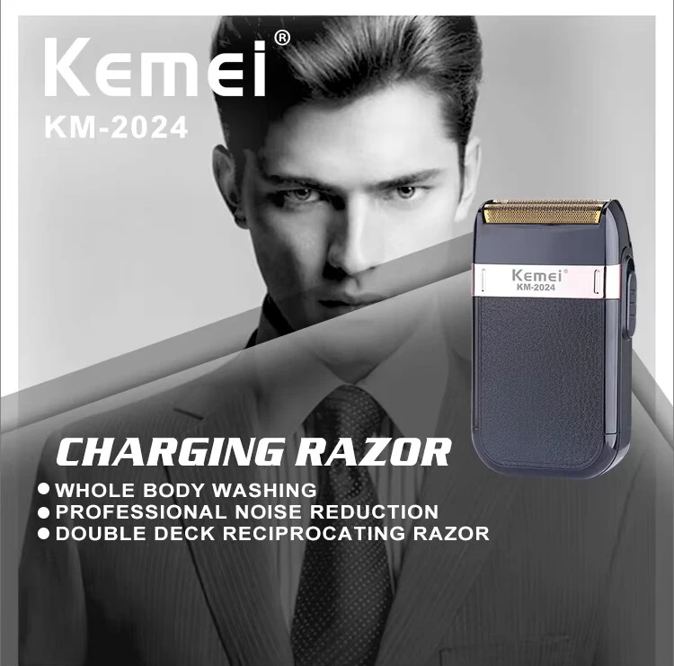 KEMEI Herren-Elektrorasierer, Oszillierender Doppelklingenkopf, Wiederaufladbarer Professioneller Elektrorasierer für den Heimgebrauch. KM-2024 – Detail 2