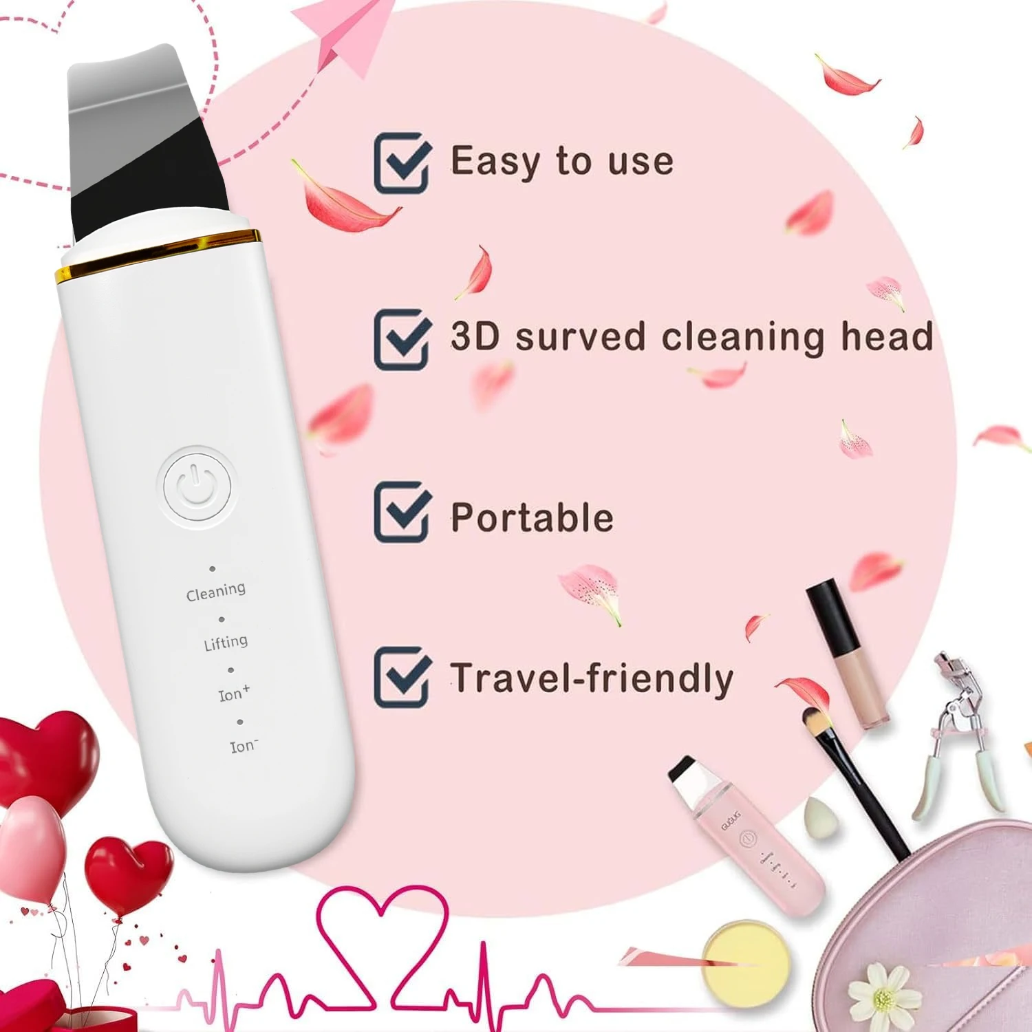 スマートライブラリーワイヤレス黒ずみ除去毛穴クリーナー充電式スクラバー防水電動フェイススパチュラ4モード付き