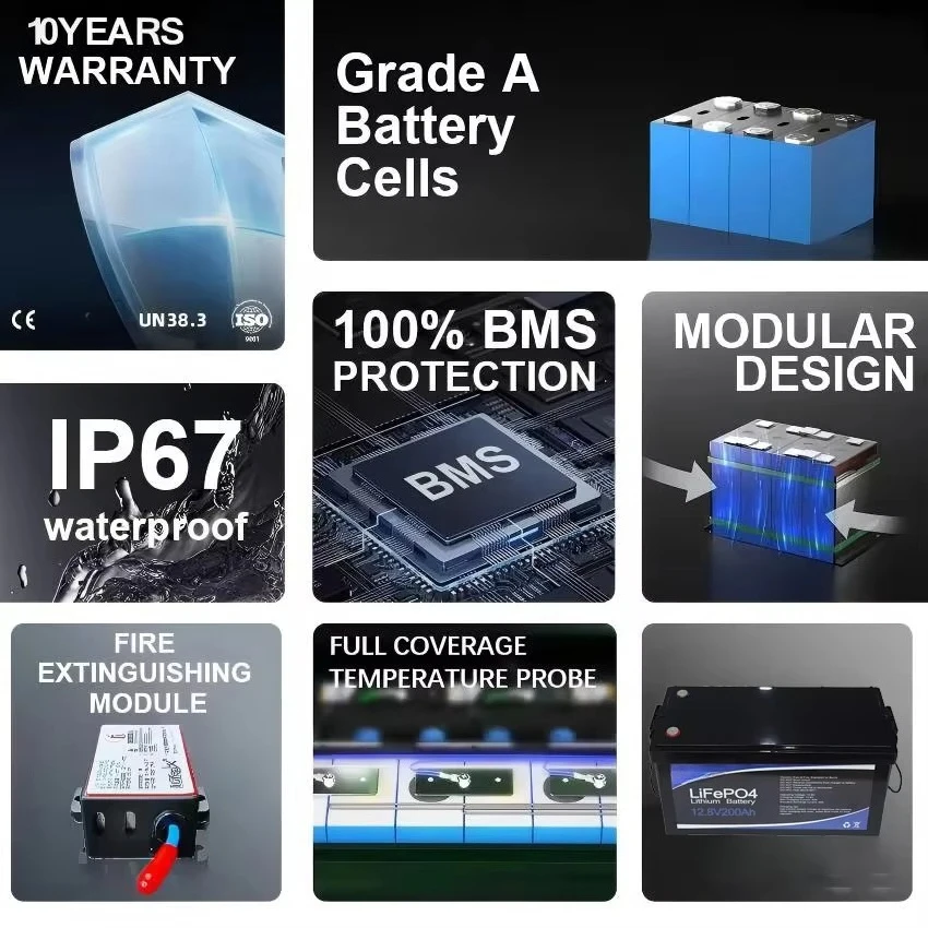 12.8V 100Ah 200Ah 280ah 314Ah LiFePO4 Lithium Ion Battery Pack for Energy Storage in Solar Home Backup Power in ESS