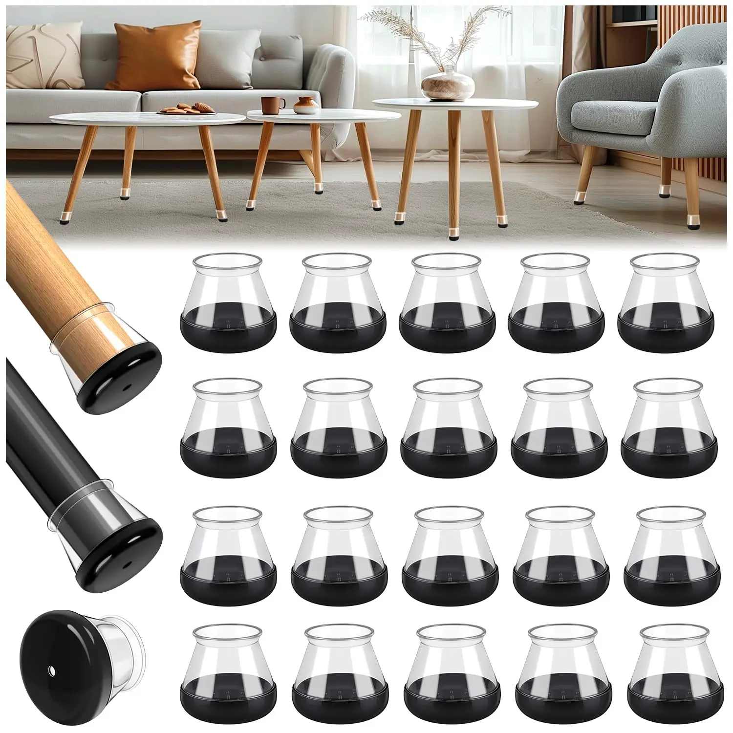 8/16/24PCS Chair Leg Sliders for Carpet, Furniture Glides, Silicone Chair Leg Floor Protectors Caps Pads Covers