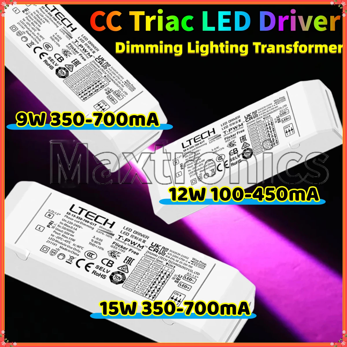 9W/12W/15W CC Constant Current Led Triac Driver 100mA-400mA 350mA-700mA DC2-12/9-42V LTECH 220-240V Dimming Lighting Transformer
