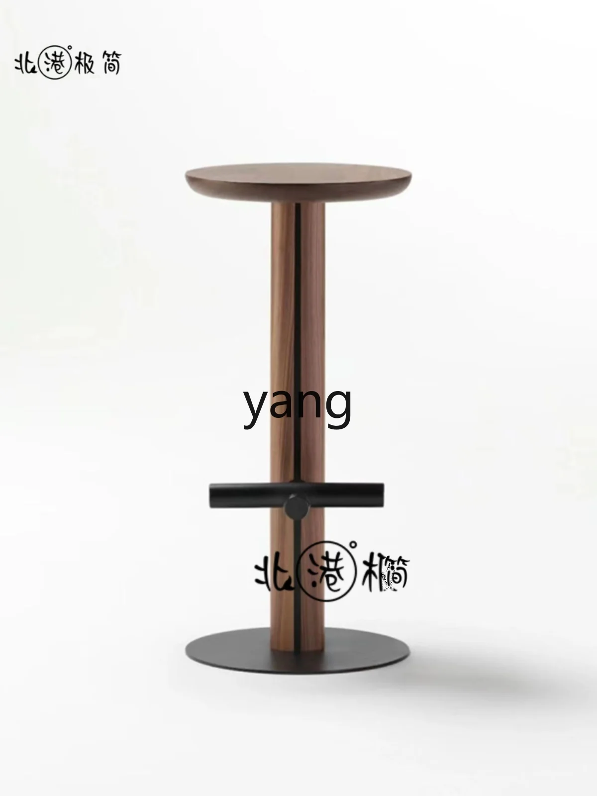 Yjq Solid-Wood Bar Chairs Light Luxury Metal Bar-Stool Creative Simple High-Leg Hall Front Desk