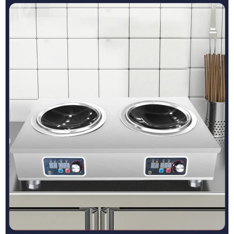 Commercial electric frying stove, multi-head concave induction cooker, electric ceramic stove, high-power 3-head pot stove