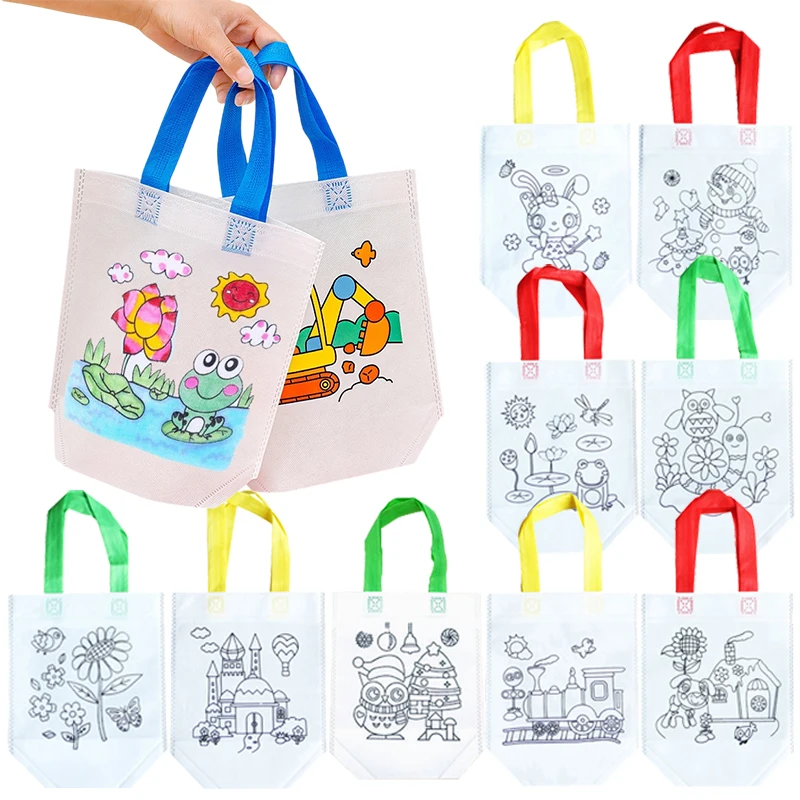 Non-woven Bag Cartoon Pattern Party Favors Festival Gift Environment Protection Painting Handbag Portable Storage Bag TMZ