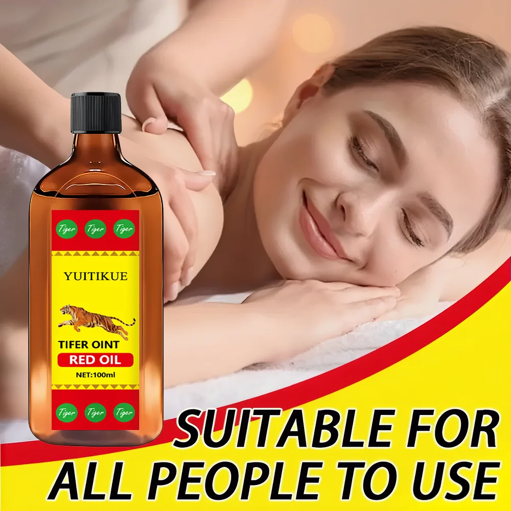YUITIKUE Tifer Oint Red Oil 100 مل - تركيبة النمر لتدليك العضلات والمفاصل، الرياضة والاستخدام اليومي، للجميع