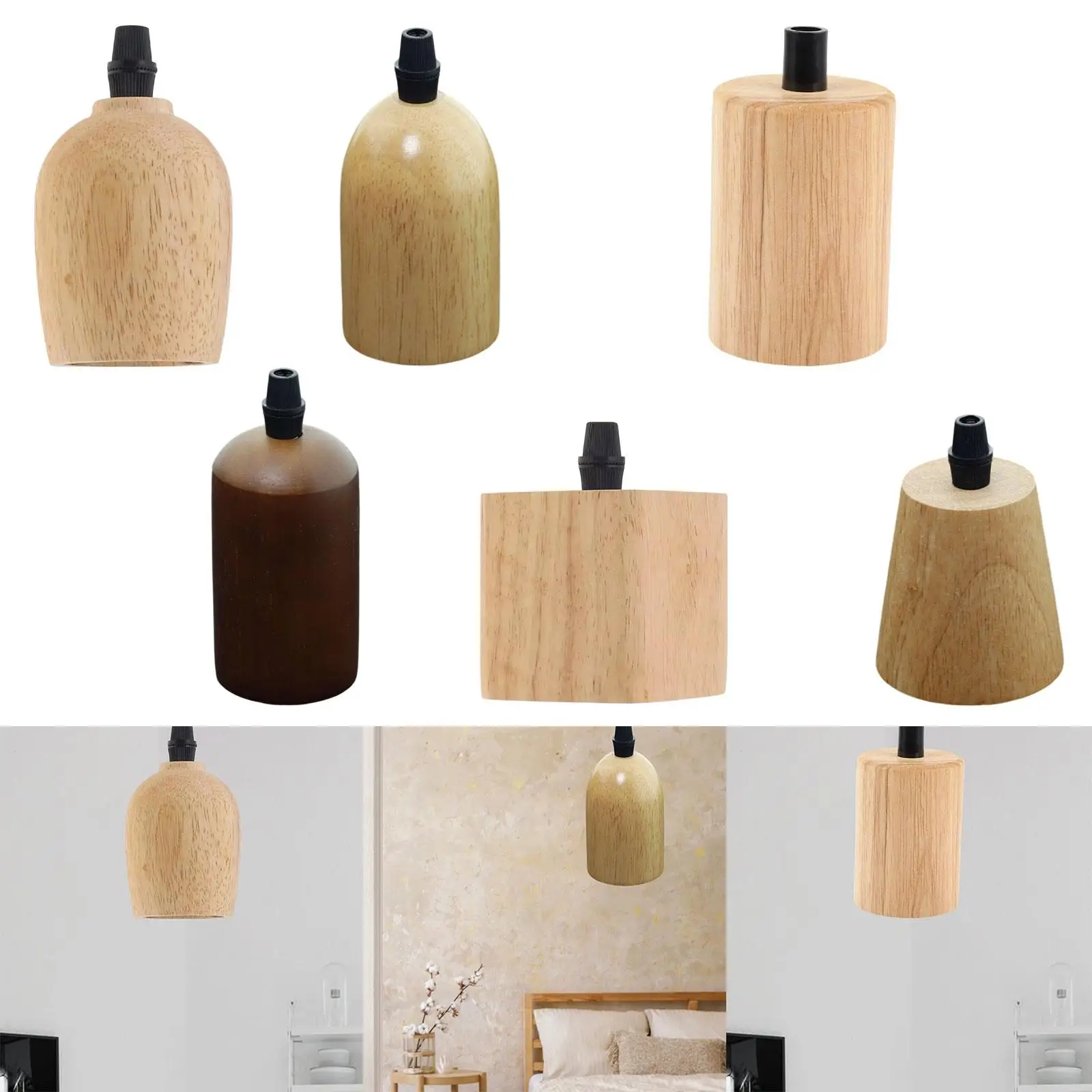 

Wooden Lamp Holder Cup Replacement Part Workshops DIY Chandelier Part Bulb Holder Wooden LED Lamp Stand E27 Base Light Holder