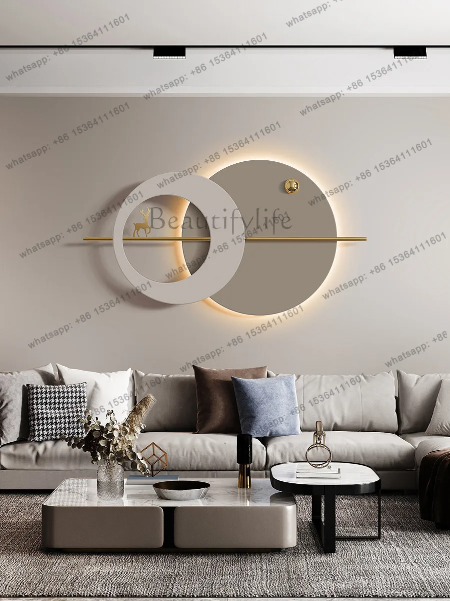 Italian light luxury wrought iron wall decoration sofa background wall decoration metal pendant