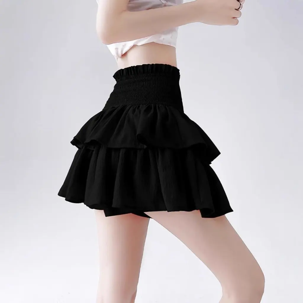 

Women's White Puffy Short Skirt High-Waisted Slimming Ballet Cake Style for Spring Autumn European American Fashion