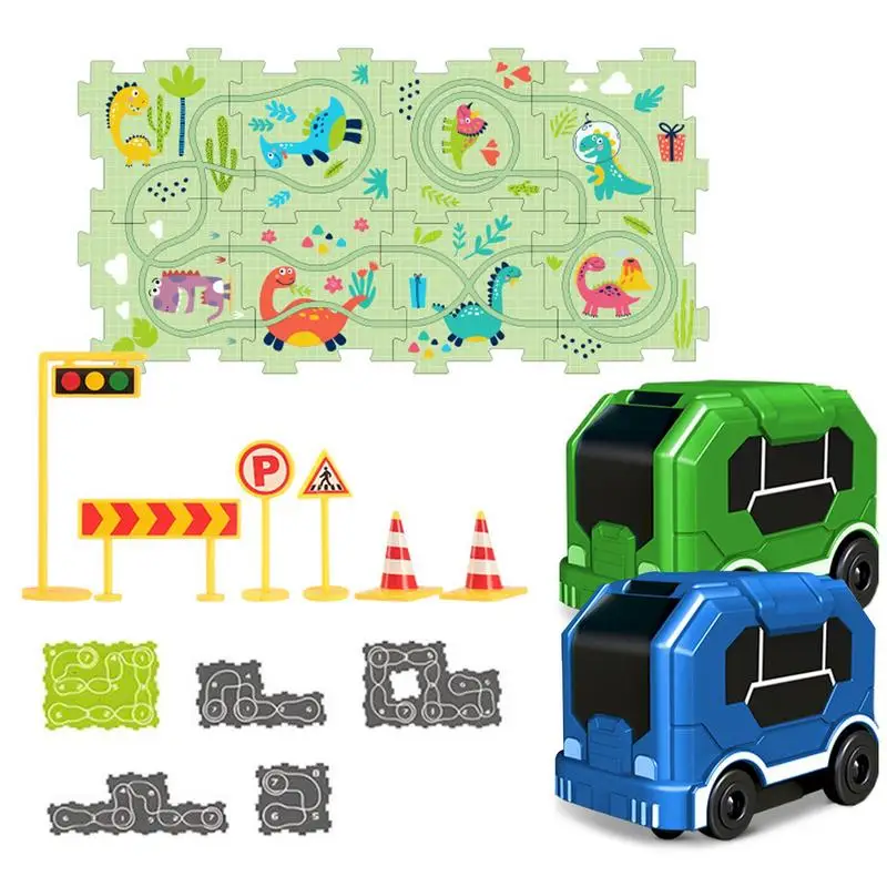 פאזל מרוץ ילדים מכונית מסלול קבוצה פאזל ילדים ברכבת משחק להגדיר פאזל חינוכי יצירתי אינטראקטיבי לילדים בגילים