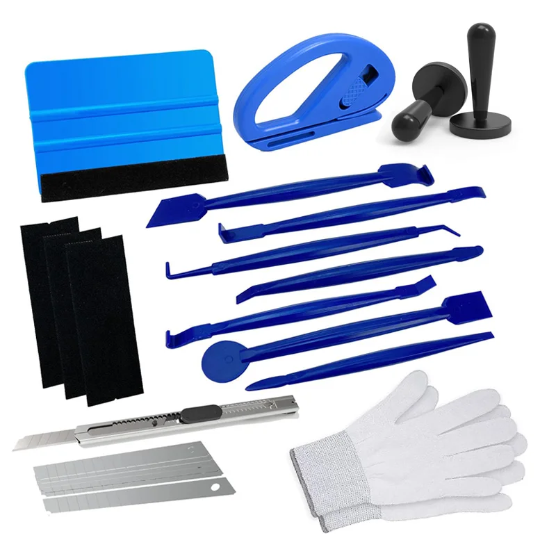 Car Vinyl Wraps Tools Tint Film Kit Decal Applicator Wrap Gloves Felt Squeegee Razor Safety Cutter Edge Trimmer Vinyl Knife