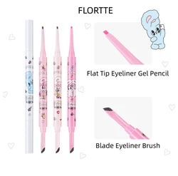 FLORTTE Esther Bunny Double-Ended Eyeliner Pencil With Blade Eyeliner Brush Flat Tip Eyeliner Gel Pencil Women Cosmetics Makeup