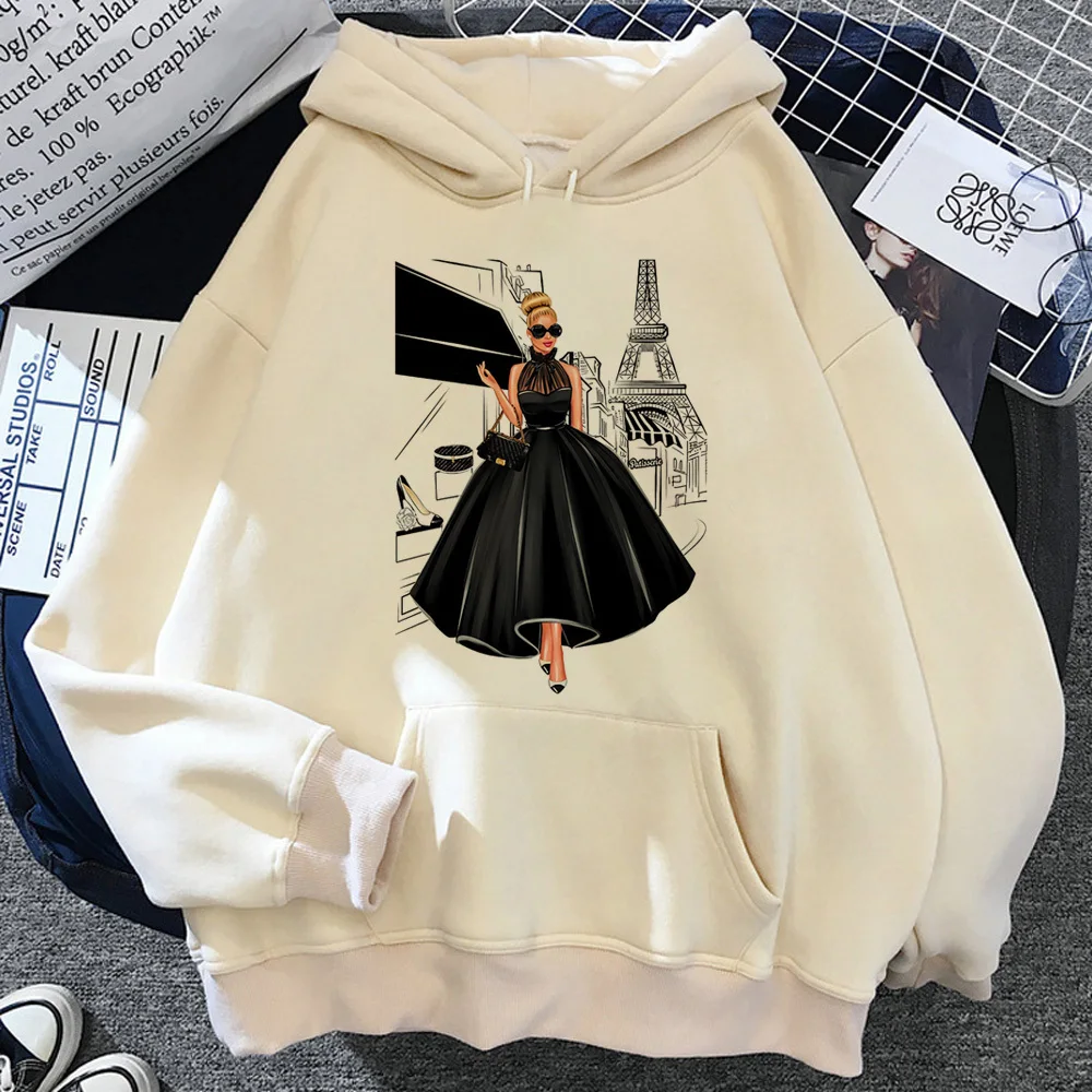 Women Print hoodie Y2K comfortable Japanese manga youthful streetwear women pullover soft fabric casual wear elegant winter