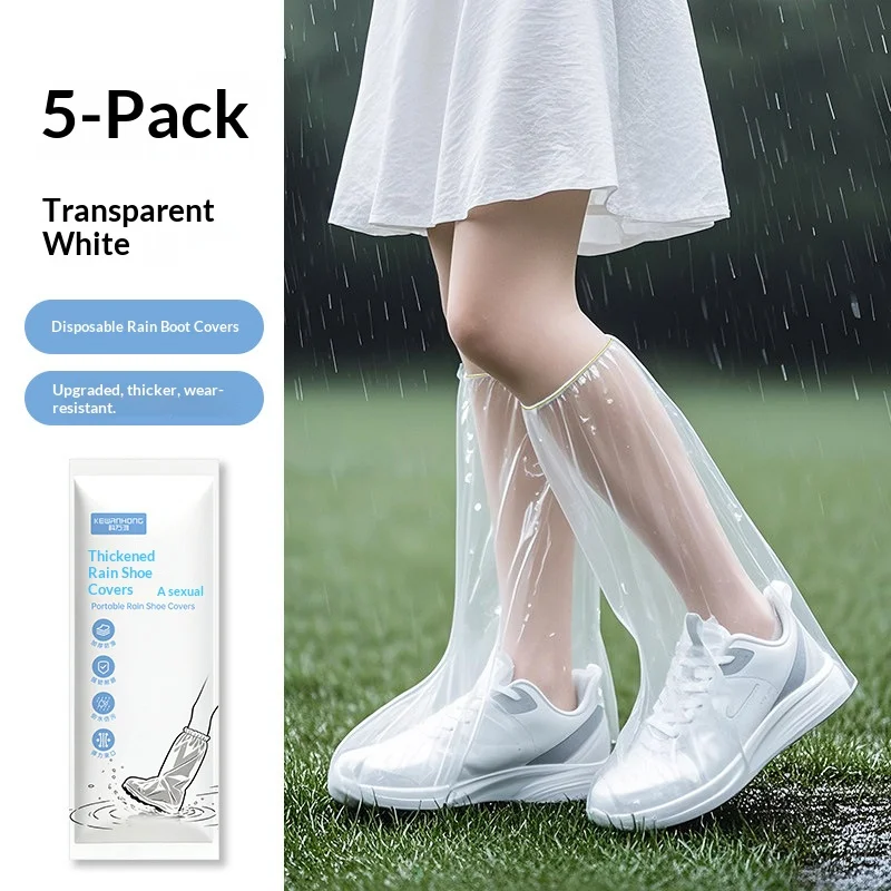 Waterproof Non-Slip Rain Boots Covers Disposable Shoes Cover Thickened High Tube Mud-Proof Shoe Protector for Outdoor Rainy Day