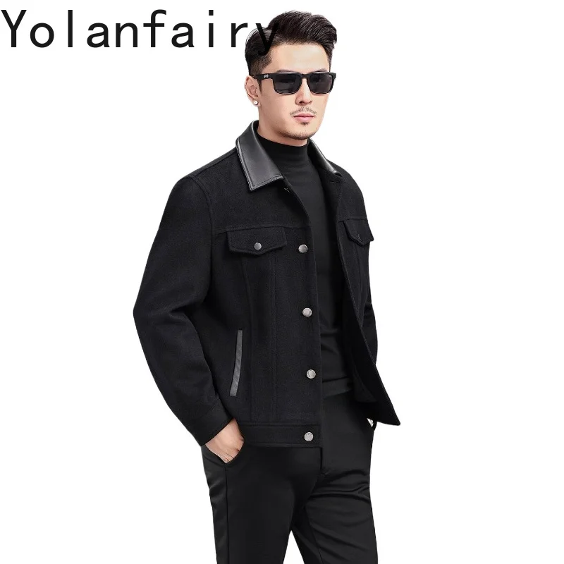 YOLANFAIRY High Quality 89% Wool Coat Man Fall Winter Short Cashmere Jacket Men Clothing Lapel Korean Fashion Woolen Coats 2026