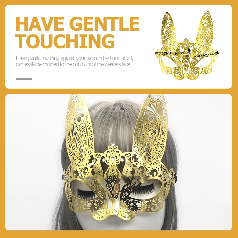 

Bunny Mask Masquerade Half Face Props Silver Animal Facial Costume Kids Party Makeup Toy Role Play Accessories