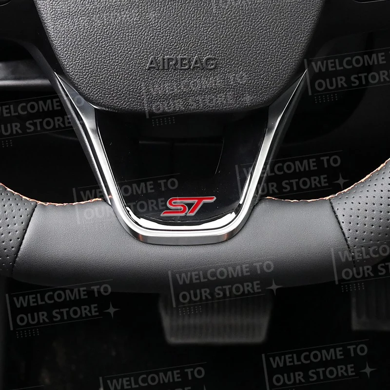 3D Metal ST Car Steering Wheel Badge Sticker Styling Interior Dekoration For Ford ST Line Mondeo Fiesta Focus F-150 Ranger Puma